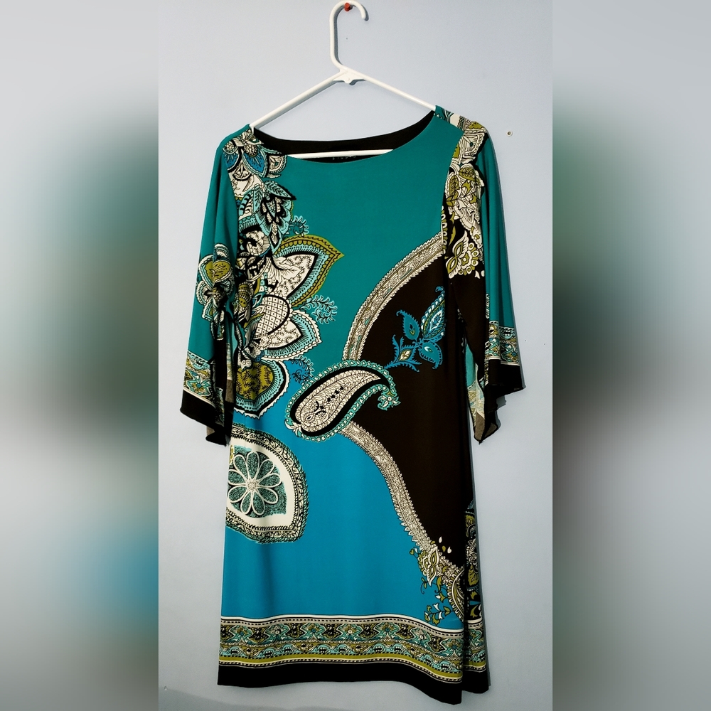 Enfocus Studio Multi-Color Paisley Pattern Mini Dress